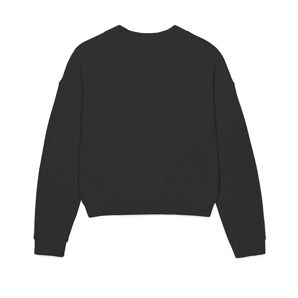 Sueter Oversize V-Neck Waffle para mujer color negro