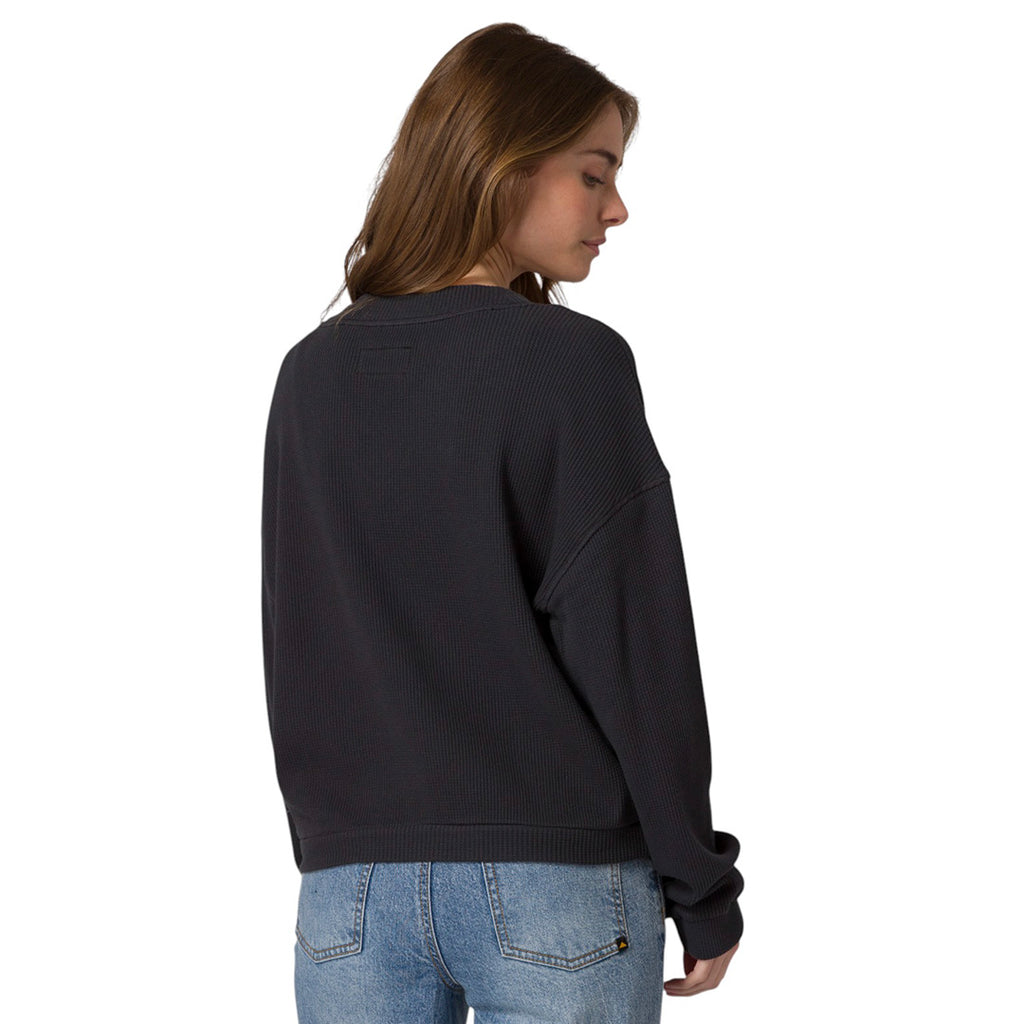 Sueter Oversize V-Neck Waffle para mujer color negro