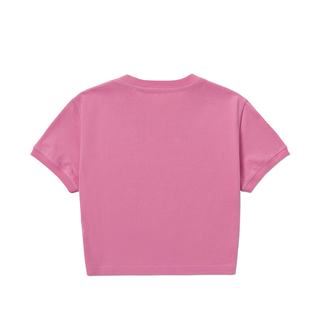 Camiseta Ringer Crop para mujer color rosado
