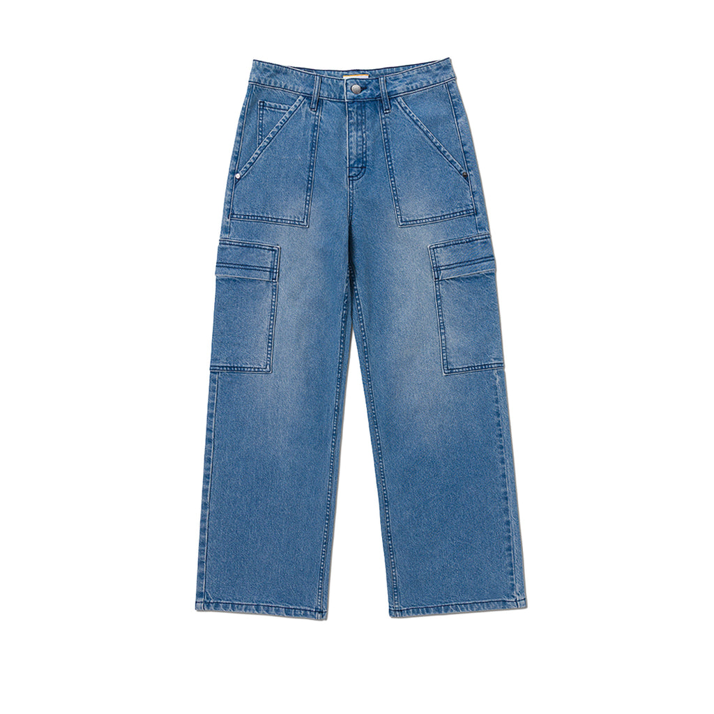 Jeans flare Relaxed Cargo para mujer color azul