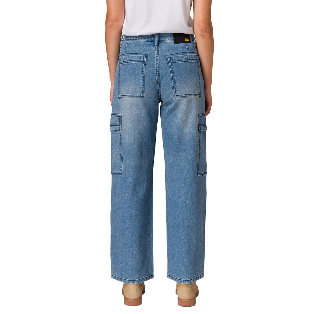 Jeans flare Relaxed Cargo para mujer color azul