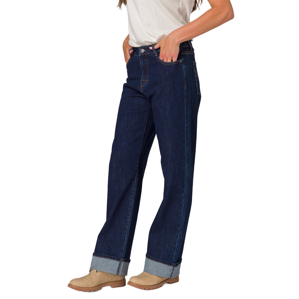 Jeans slim Relaxed Cuff para mujer color navy