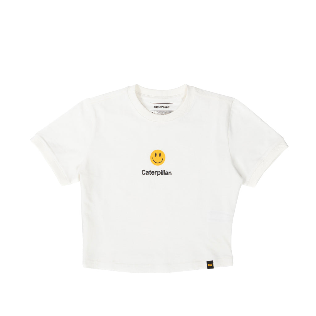 Camiseta Smiley Crop para mujer color blanco