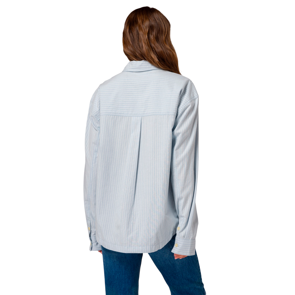Camisa Oversized Poplin para mujer color celeste